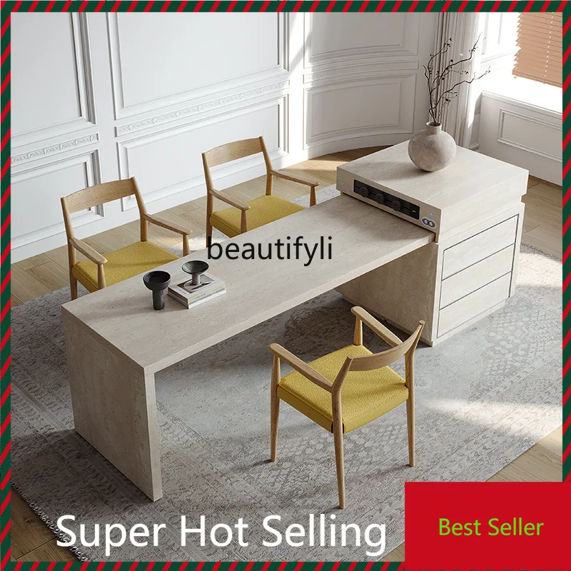 

G1218 G1218 Light luxury island dining table integrated retractable open kitchen multi-functional full rock slab cave stone guid