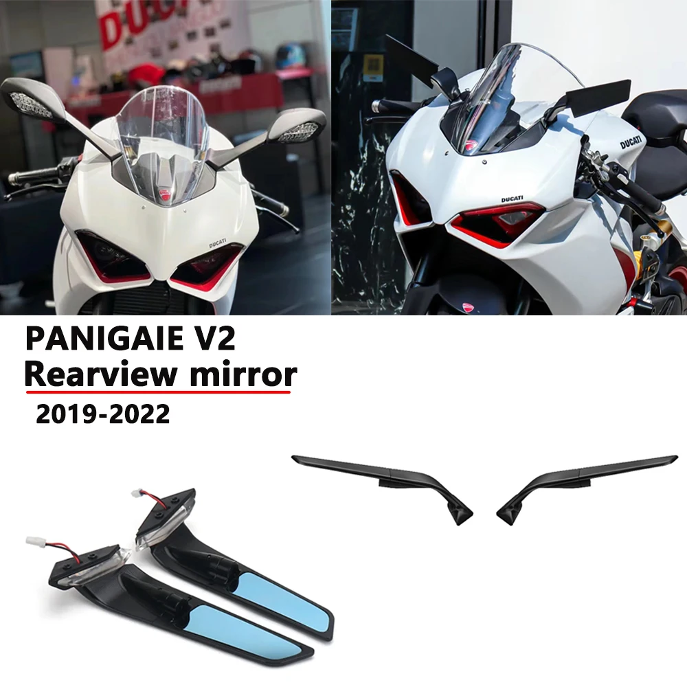 

For Ducati PANIGALE V4 Mirrors Motorcycle LED Rearview Mirror 2019-2023 Fits Panigale V2 Side Mirrors Turn Signal Indicator Kit