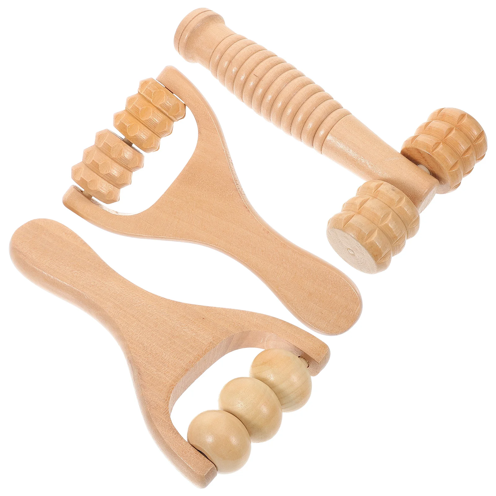 

3 Pcs Massage Tools Wooden Foot Massager Roller Shoulder Back Rollers Walker Stick Daily Use