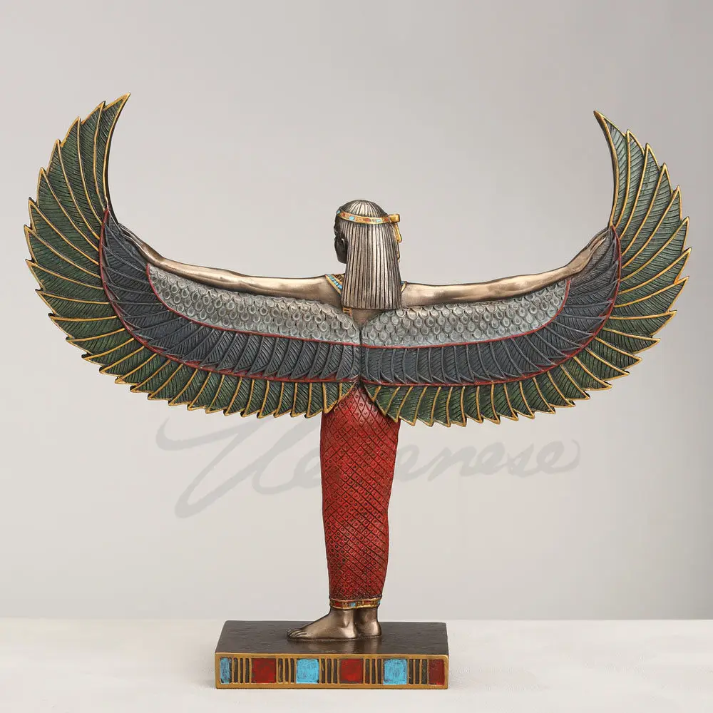 Ancient Egyptian Isis Statue Wings Outstretched Goddess Figurine Egypt Mythology Sculpture Resin Craft Home Office Decoration