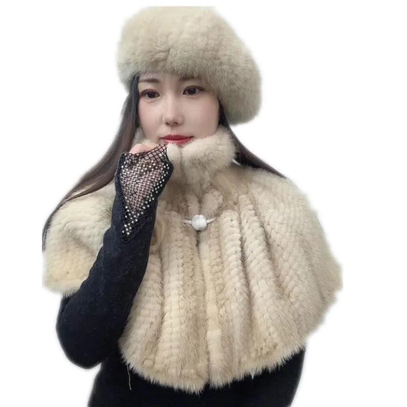 Luxurious Real Mink Fur Bridal Wraps Wedding Shawl Women Warm Scarf