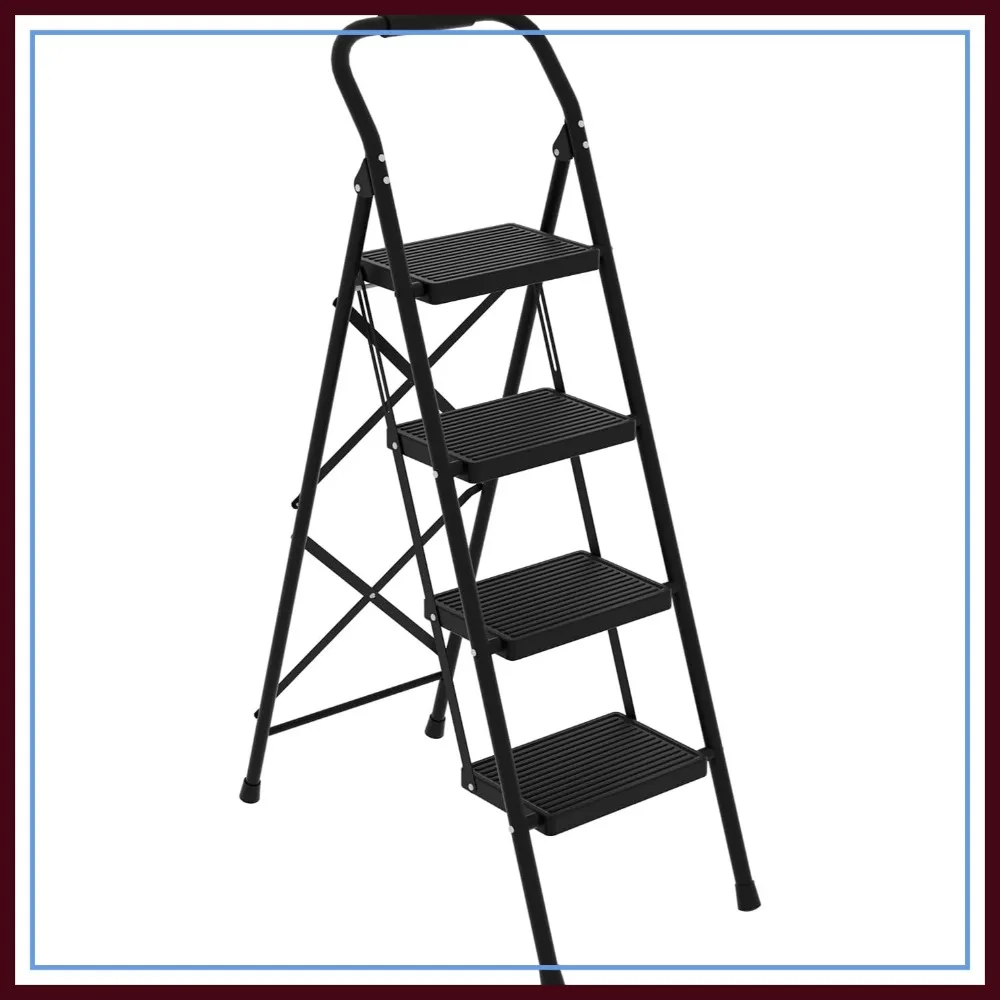 

4 Step Ladder Folding 330lbs Anti Slip Step Stool for Adults, Wide Pedal for Home Kitchen Office