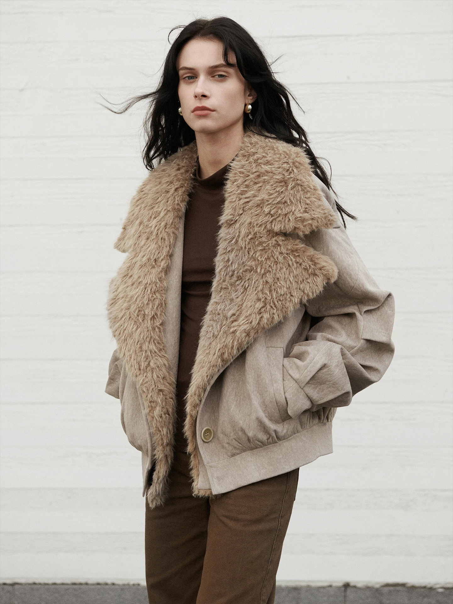 

Зимнее винтажное пальто Dozzease с отстегивающимся большим меховым воротником, женская парка с длинными рукавами, верхняя одежда стандартной длины