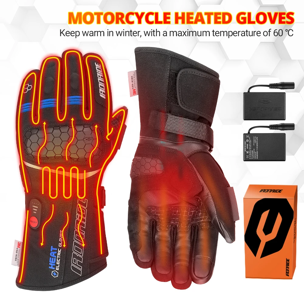 

Winter Snowmobile Gloves Men Moto Rechargeable Battery Electric Heating Ski Gloves Skiing Self Heating Waterproof Gloves