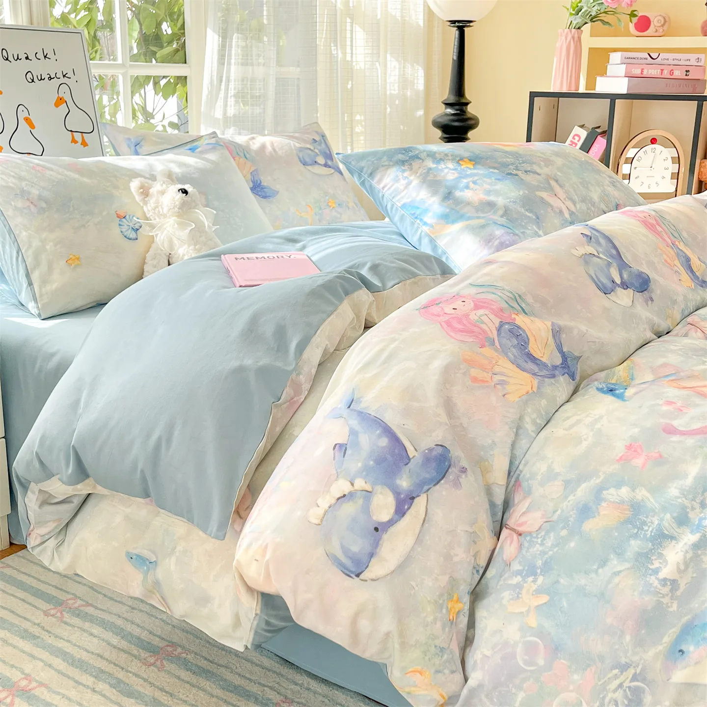 100%Cotton Bedding Set Cartoon Style Bed Sheet Set Single/Queen/King Size Bed Set Digital Printed Bedclothes Pure Cotton Bedding