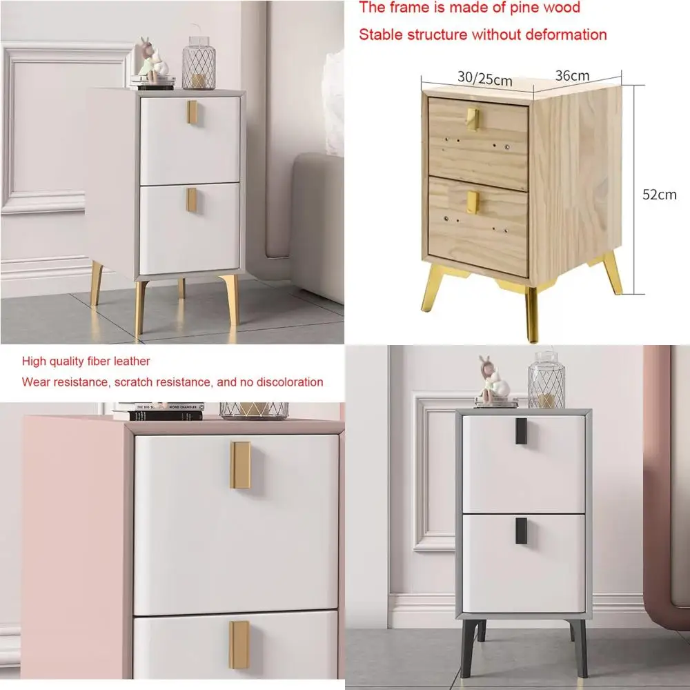 elegant faux leather narrow side table with golden rails