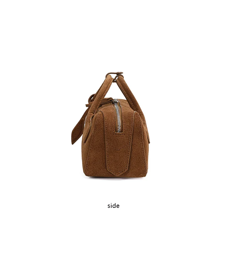Aidanni Vintage Wildleder-Handtasche mit großem Fassungsvermögen, Neuheit 2026, Matte Rindsleder-Damentasche, Stilvolle Wurstform – Detail 11