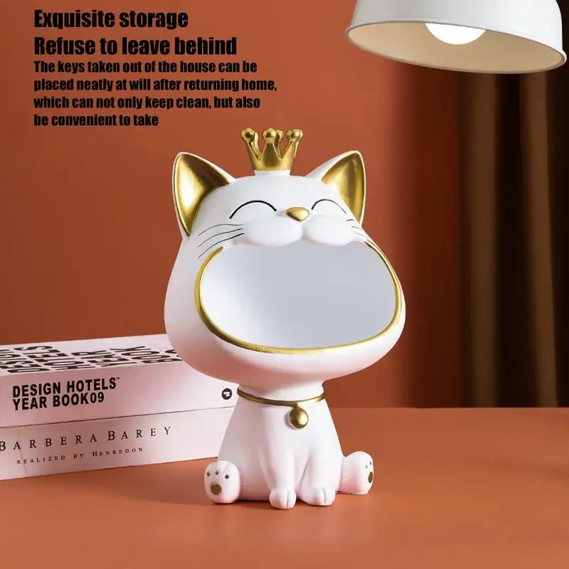 

New Big Mouth Cat Storage Tray Nordic Creative Figurines Ornaments Porch Desk Home Decoration Keys Candy Storage Home Decor