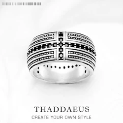 Black CZ Cross Ring,Europe Style Jewelry Fine Jewerly For Men And Women Gift In 925 Sterling Silver