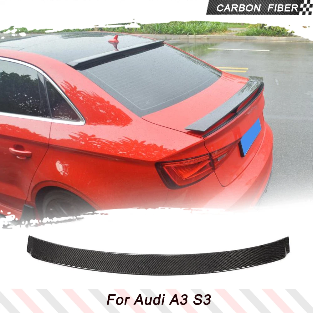 

Car Rear Roof Spoiler Boot Lip Wing Spoiler For Audi A3 Sline S3 2014-2016 Real Carbon Fiber Roof Window Extension Lip Body Kits