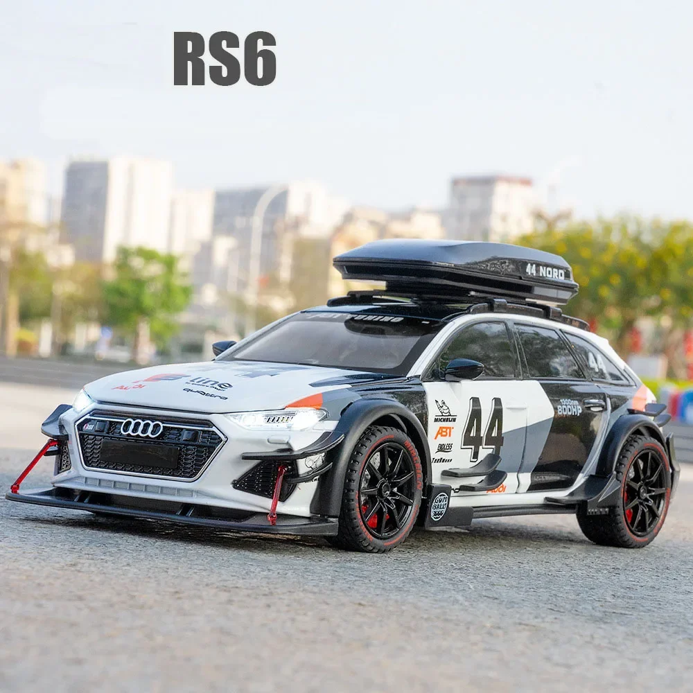 1:24 Scale RS6 Modified Car Models Toys Alloy Diecasting Miniature Sports Car Wheel Pull Back 6 Doors Opened Vehicles Boys Gifts