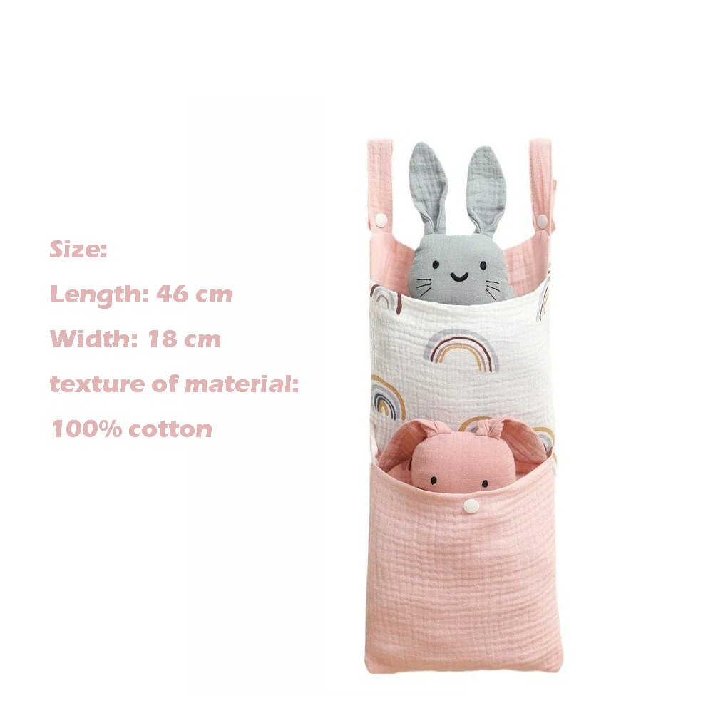 아기 어린이 침대 모슬린 면화 보관 가방 기저귀 보관 침대 옆 보관 가방 다기능 유모차 교수형 가방