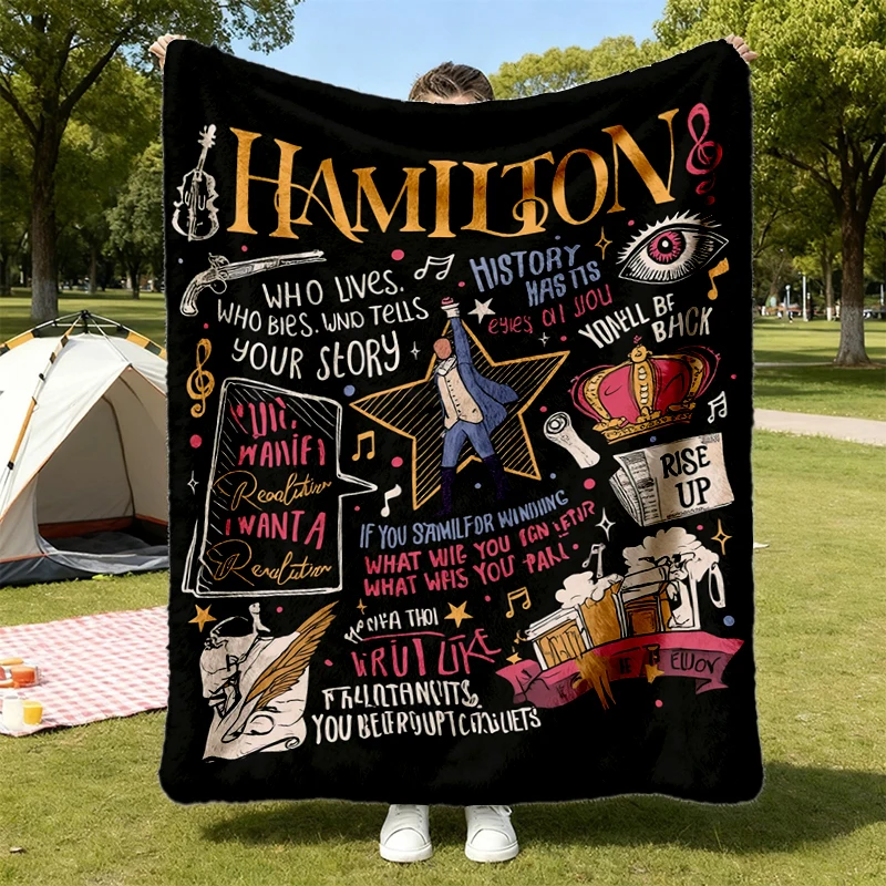 Hamilton Musical Quote Flannel Blanket, Lin Inspired Revolutionary Line Flannel Throw, American Musical Cozy Blanket
