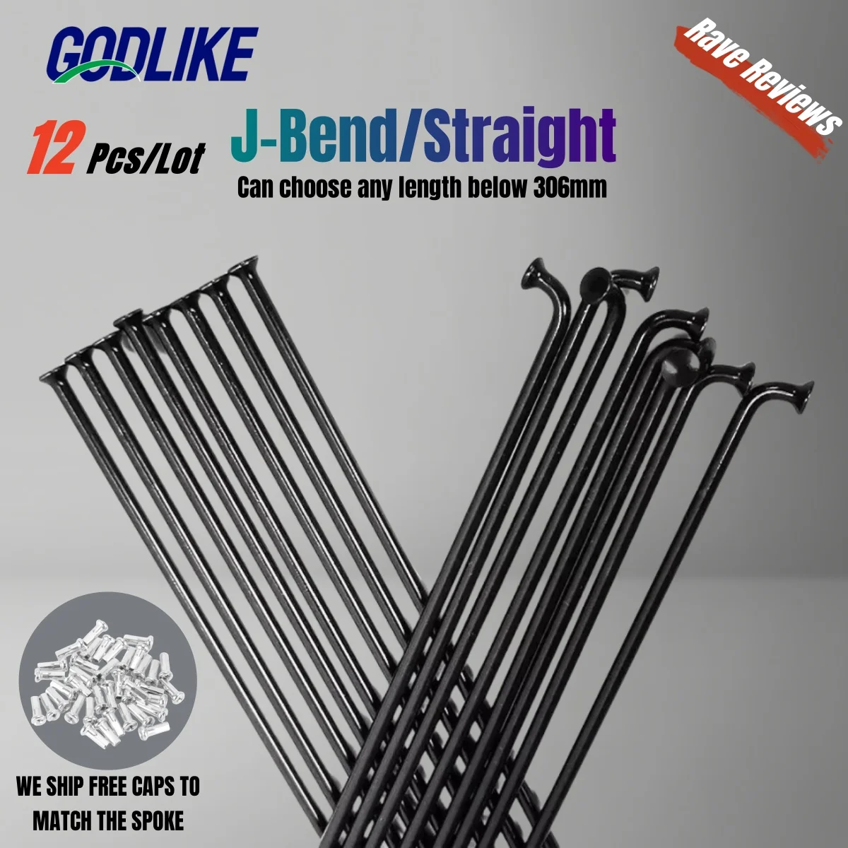 Bicycle Spokes 2.0 Round J-bend/Straight Pull Spokes Black Bikes With Copper Cap Spokes Can Choose Any Length Below 306mm