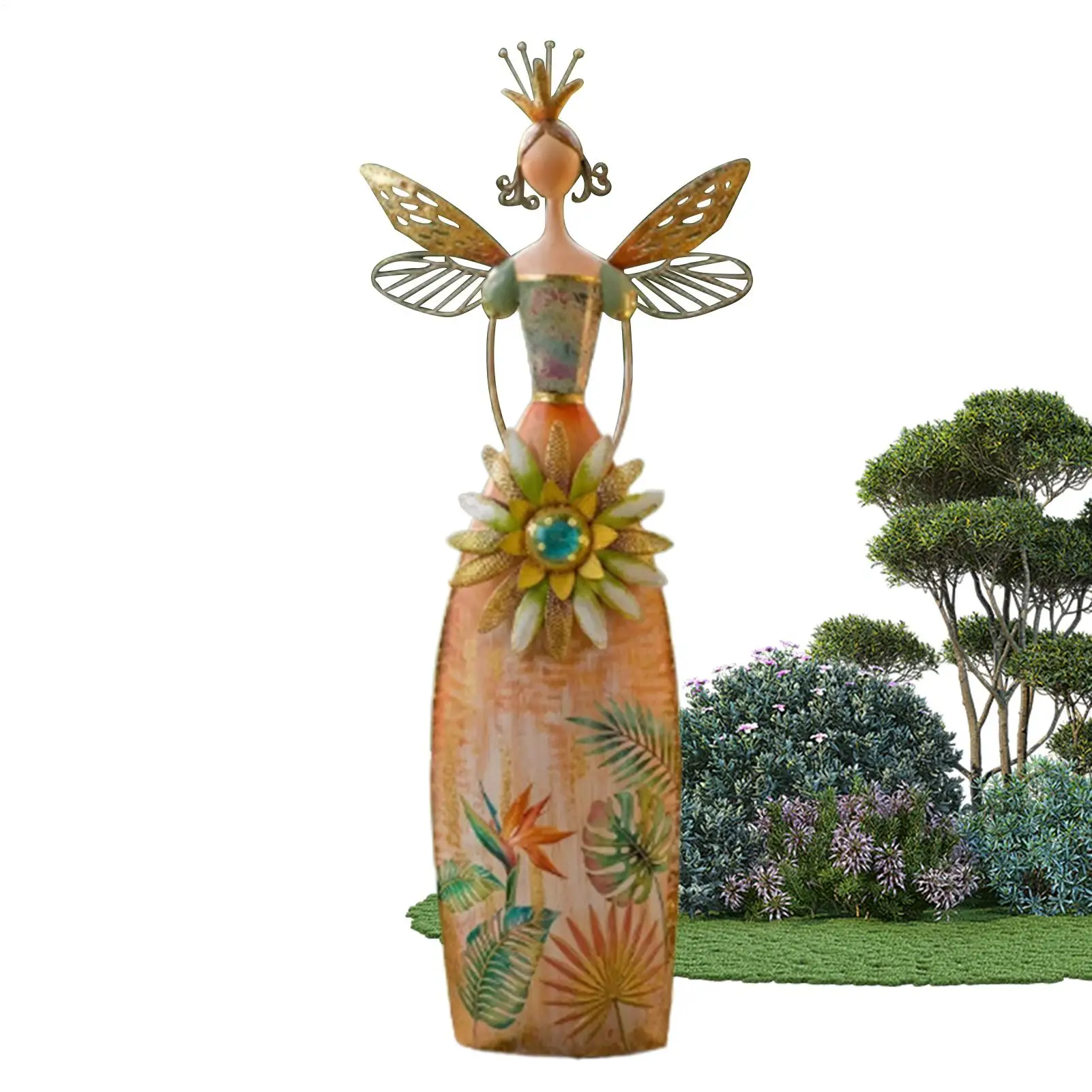 Fairy Figurines Weatherproof Metal Fairy Sculpture Garden Angel Ornaments for Bedroom Shelf Bookshelves Table Living Room