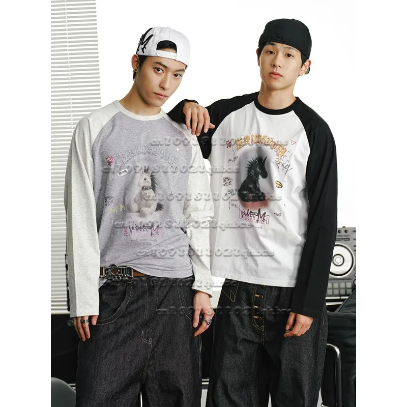 

Punk Doll Unicorn 3D Printed Long Sleeve T-shirt American Loose and Versatile Quick Drying Couple's T-shirt