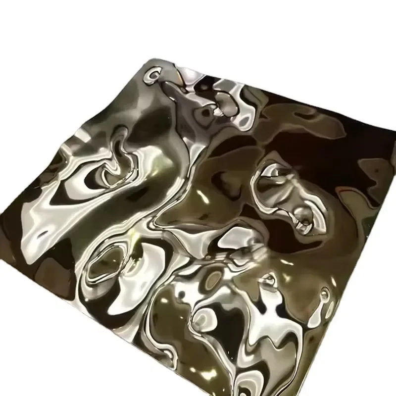 Door to Door Shipping ASTM304 Decorative Colorful Water Ripple Stainless Steel Sheet Wall Panels Hammered Plate