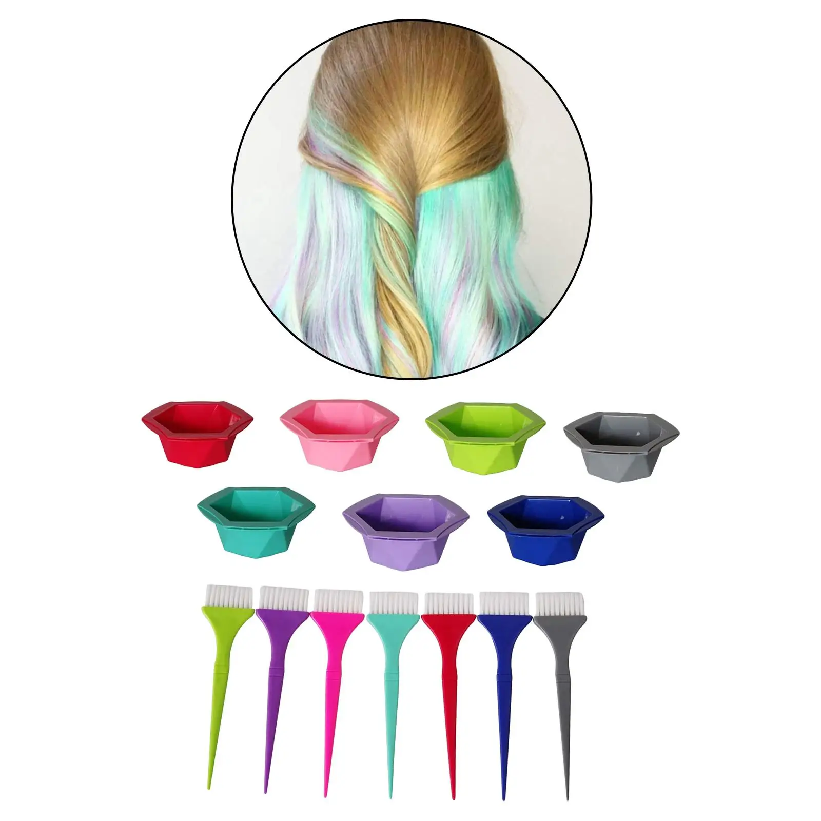 

7-Color Professional Hair Coloring Brush and Bowl Set, Rainbow Hair Dye, Great Gift