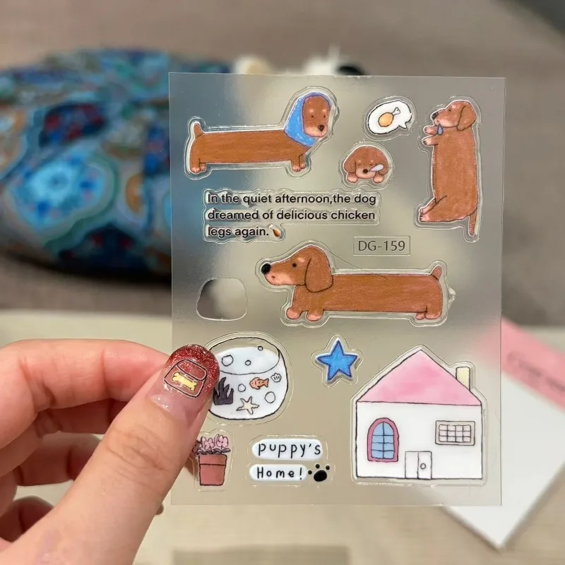 Geléia 3d adesivos em relevo coreano bonito gato preto ins diy gel adesivos transparente inchado decalques para diário scrapbook caso de telefone