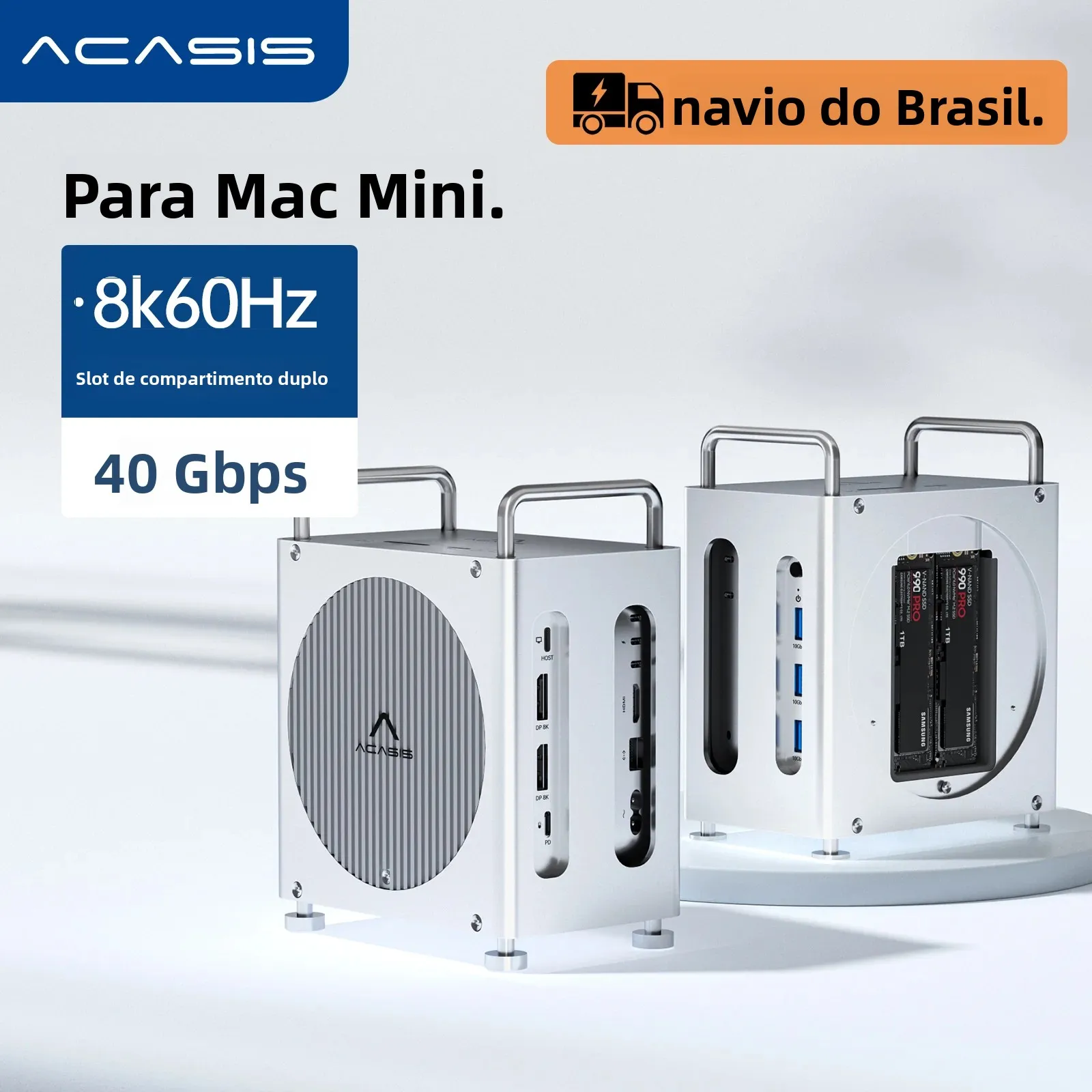 Acasis 8 em 1 Mac Mini M4/M4 Pro Docking Station Usb-C Hub Tf/Sd 4.0 2DP 4K/60HZ - imagem 1