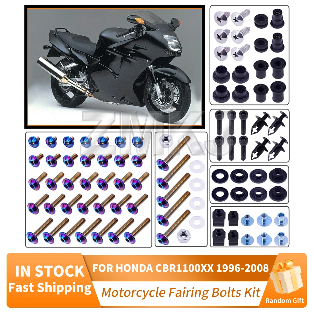 

For HONDA CBR1100XX Super Blackbird 1996-2008 Motorcycle Stainless Complete Bodywork Fairing Bolts Kit Screws Clip Accessories