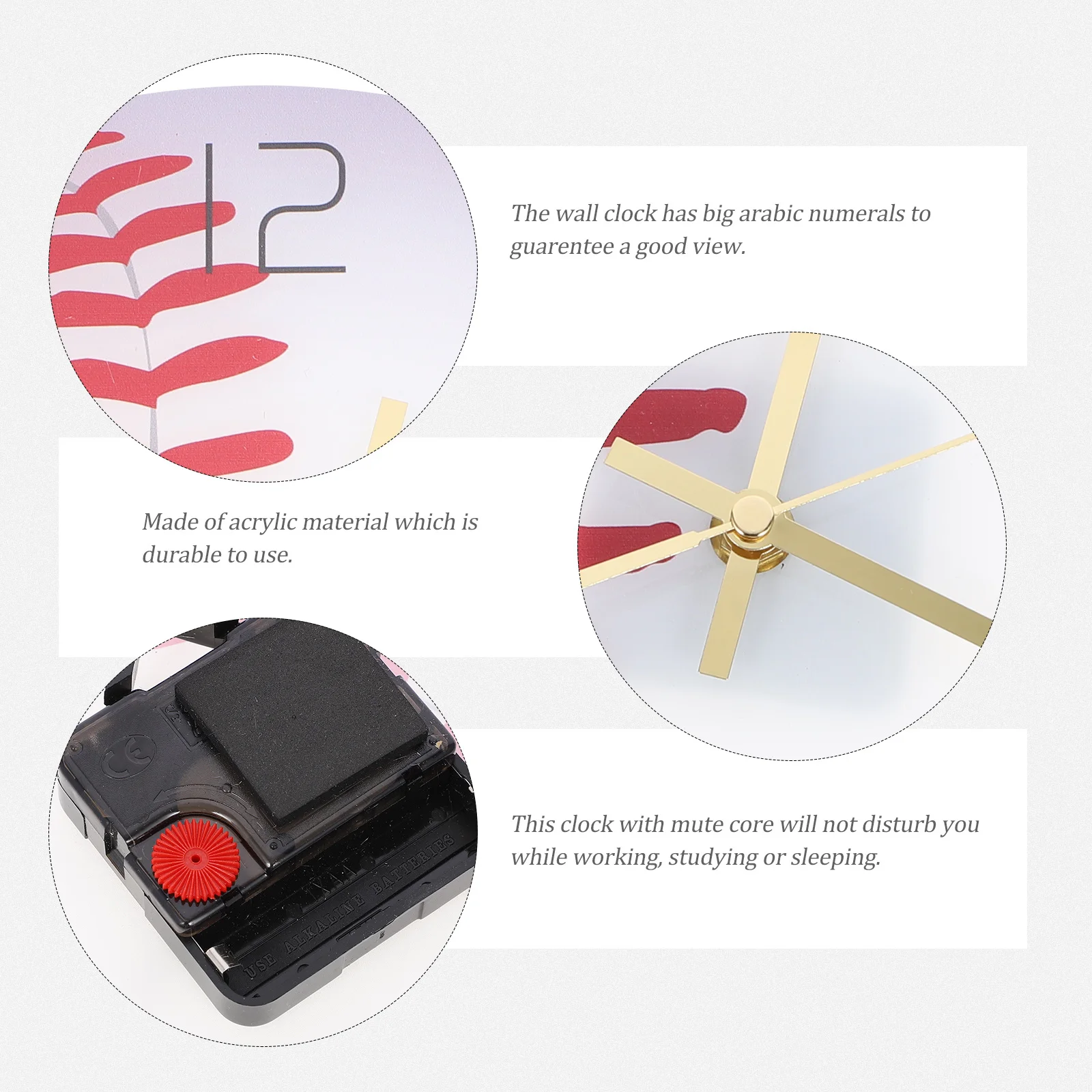 

Baseball Wall Clock Acrylic Design Large Arabic Numerals Silent Movement Living Room Bedroom Study Decorative Hanging Clock