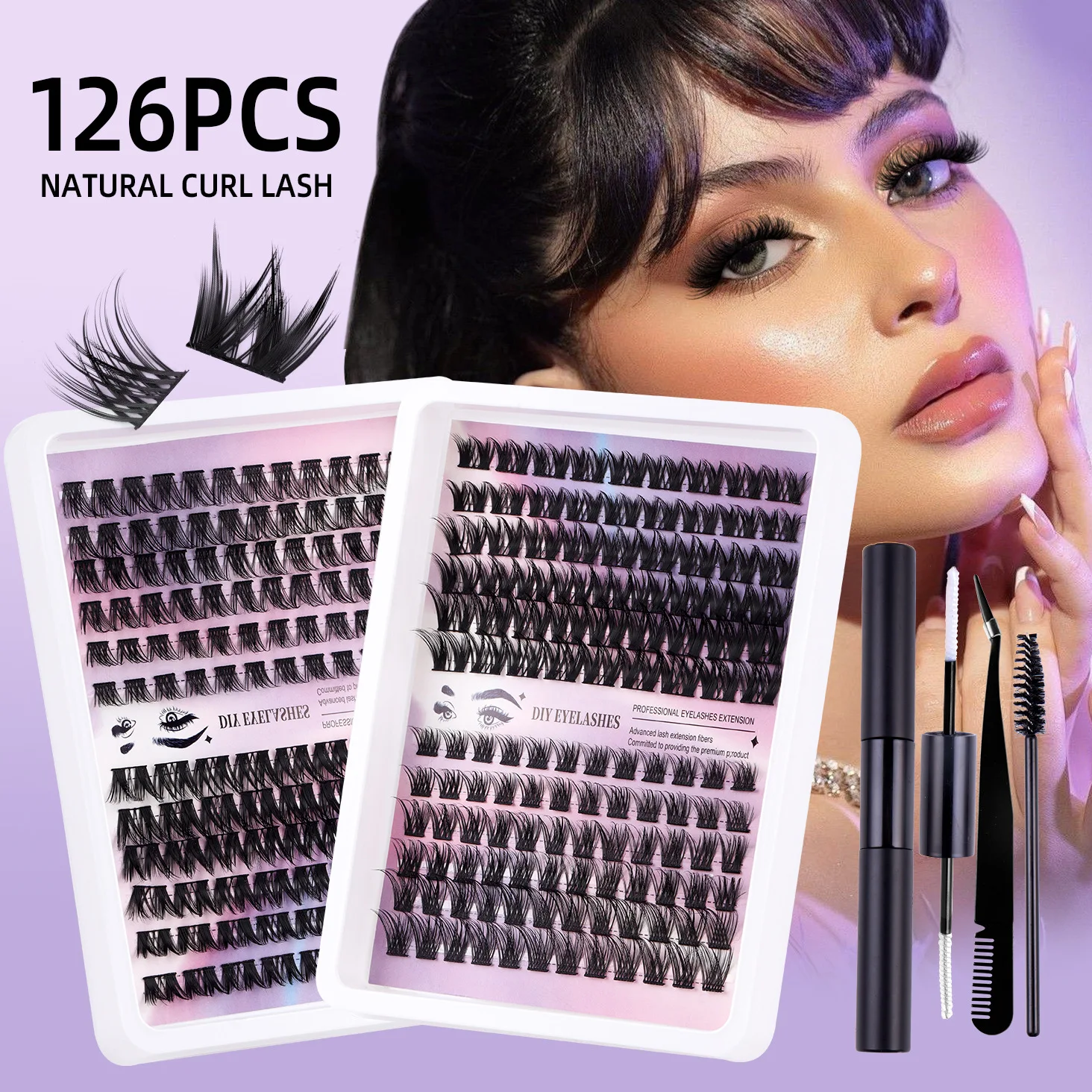 

DIY False Eyelash Extensions Lash 126 Clusters Fake Eyelash 3D Curly Individual Natural Lashes Set Home DIY Eyelashes Wholesale