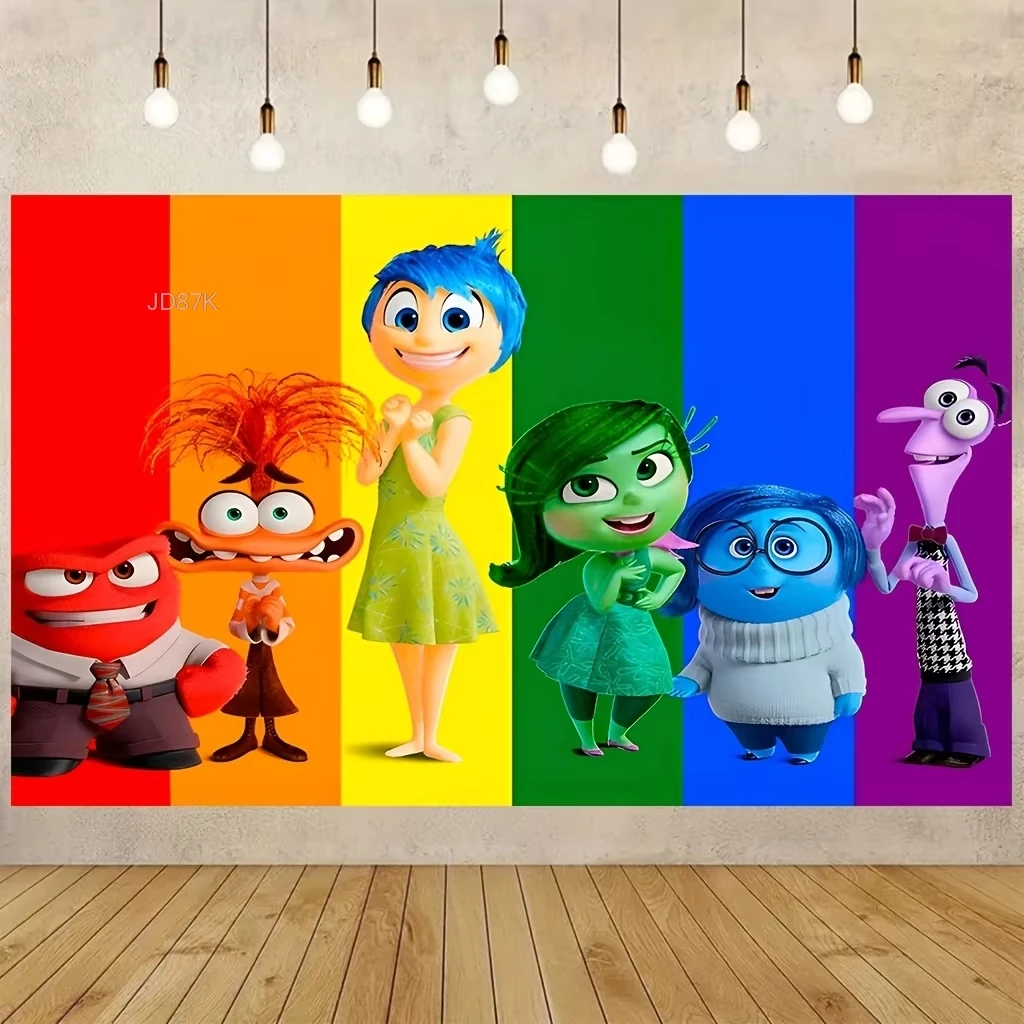 Disney Inside Out Party Sfondo Anger Joy Compleanno Poster Modello Banner Adatto per la decorazione della stanza Puntelli per fotografia di bambini