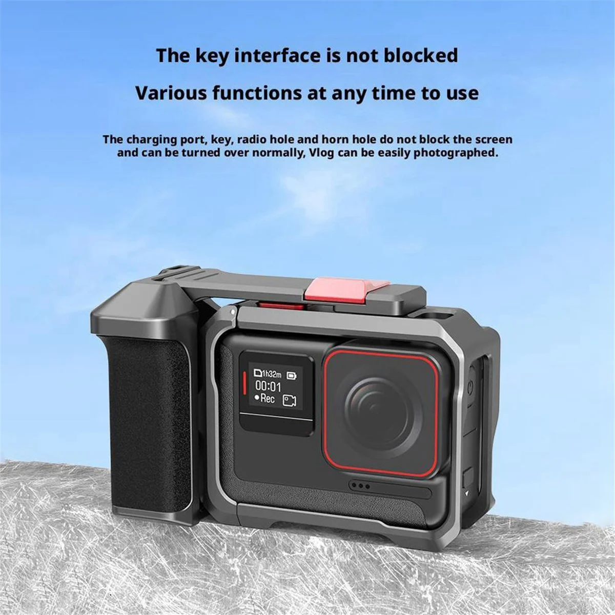 

2025 + Camera Grip Holder for Pro 2/1 Camera Extension Bracket with Shutter Button Camera Grip Cage Quick Release