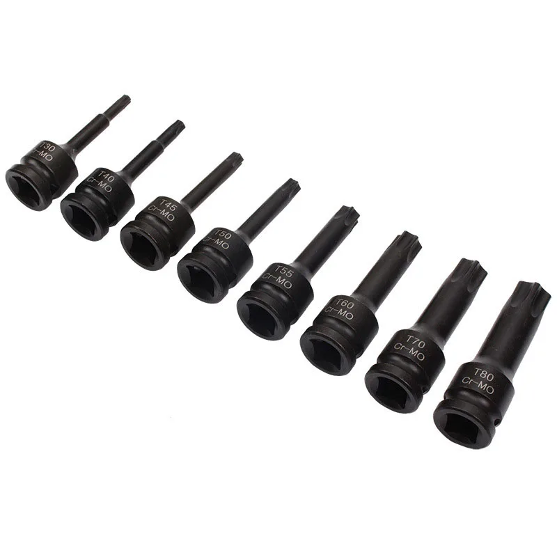 1pcs Torx Impact Socket Bits 1/2 Inch Drive Socket Adapter Screwdriver Bits T20 T25 T27 T30 T35 T40 T45 T50 T55 T60 T70 T80 T100