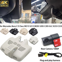 for Mercedes Benz C E Class W213 S213 W205 S205 C205 GLC X253 C253 4K Dash Cam Front Rear Camera DVR Plug and Play Recorder Wifi