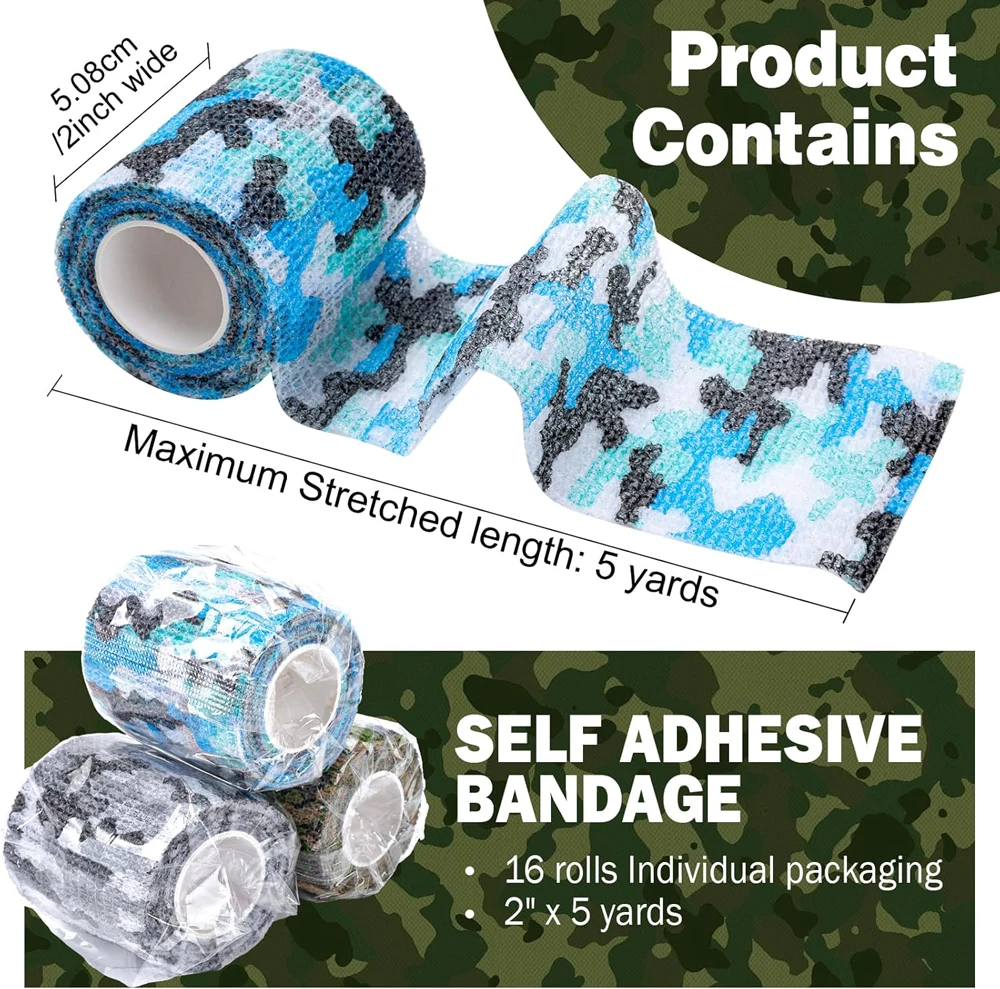 Camouflage Tattoo Grip Cover Wraps Self-Adhesive Elastic Bandage Tape Breathable Strong Sports Tape Athletic Bandage Rolls