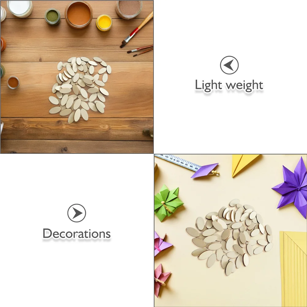 200 قطعة شرائح خشبية لوازم الحرف أقراص خشبية غير مكتملة لتقوم بها بنفسك زخرفة زينة الاطفال مشاريع فنية حفل زفاف عيد الميلاد #2