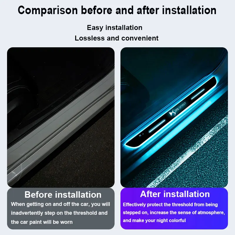 Car door Sill light logo Projector lamp Power Moving LED Welcome Pedal For Citroen DS SPIRIT DS3 DS4 DS4S DS5 5LS DS6 DS7 DS