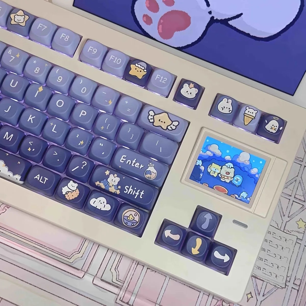 Cute Bear 140 klawisze MOA wysokiej jakości Cute Key Cap niedźwiedź kwadratowa sublimacja mechaniczna klawiatura akcesoria