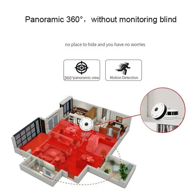 

Умная HD Wi-Fi камера для домашней безопасности с панорамным обзором 360°, 3 МП, стабильная работа ° Панорамная IP-камера с эффектом рыбьего глаза, ночное видение, запись видеосигнала