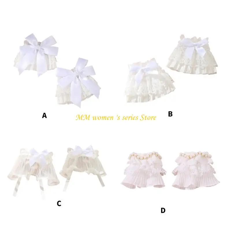 Q39C ไข่มุกสง่างามข้อมือข้อมือข้อมือแขนเท็จ Bowknot Jabot เครื่องแต่งกายอุปกรณ์เสริมริบบิ้น Brim Brim Crosses