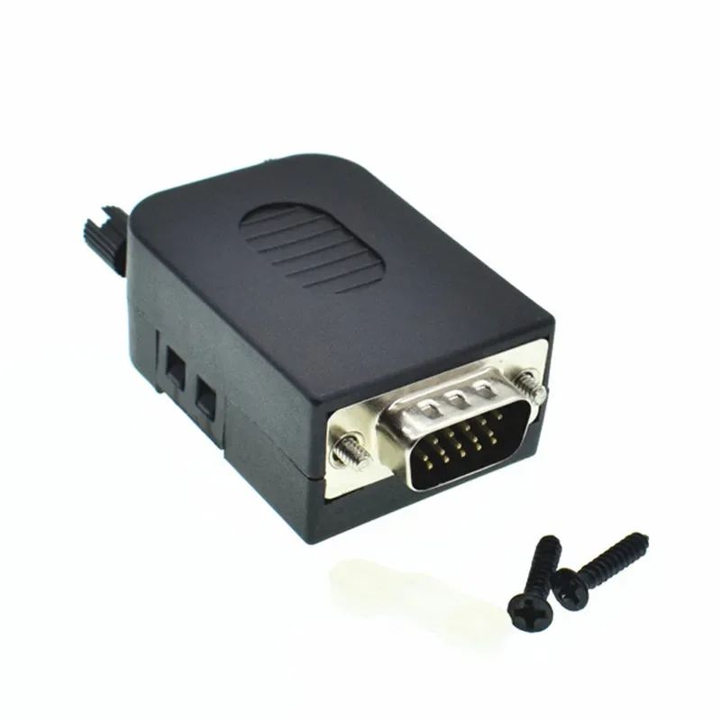 15 pin DB15 Male Adapter Connector D-SUB VGA Terminal with Plastic Cover 3+6 Data Cable