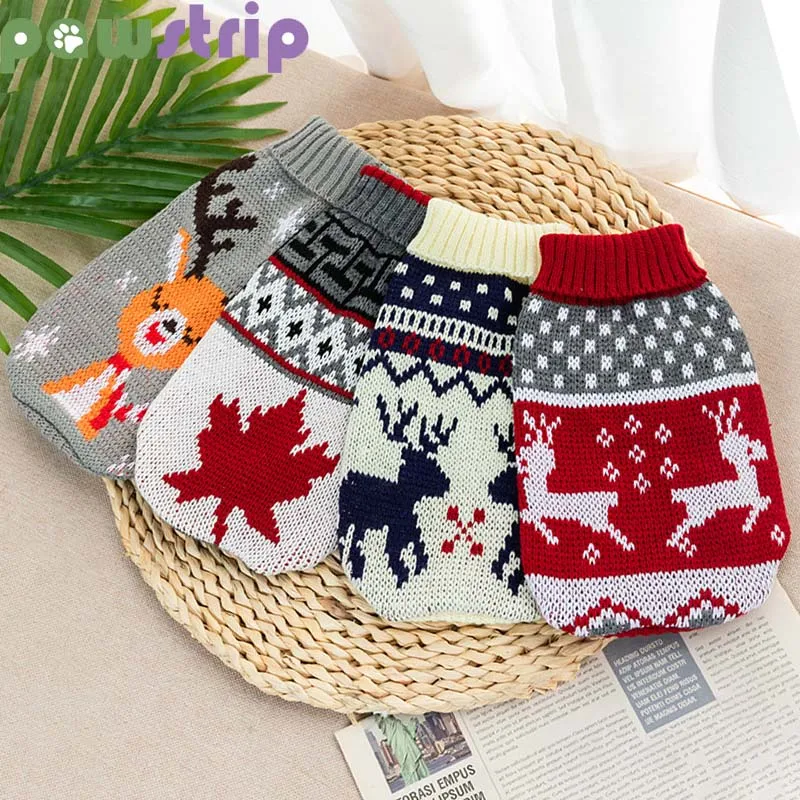 Christmas Dog Sweaters Winter Warm Dog Clothes for Small Dogs Cats Knitted Puppy Coat Chihuahua French Bulldog Yorkshire Costume