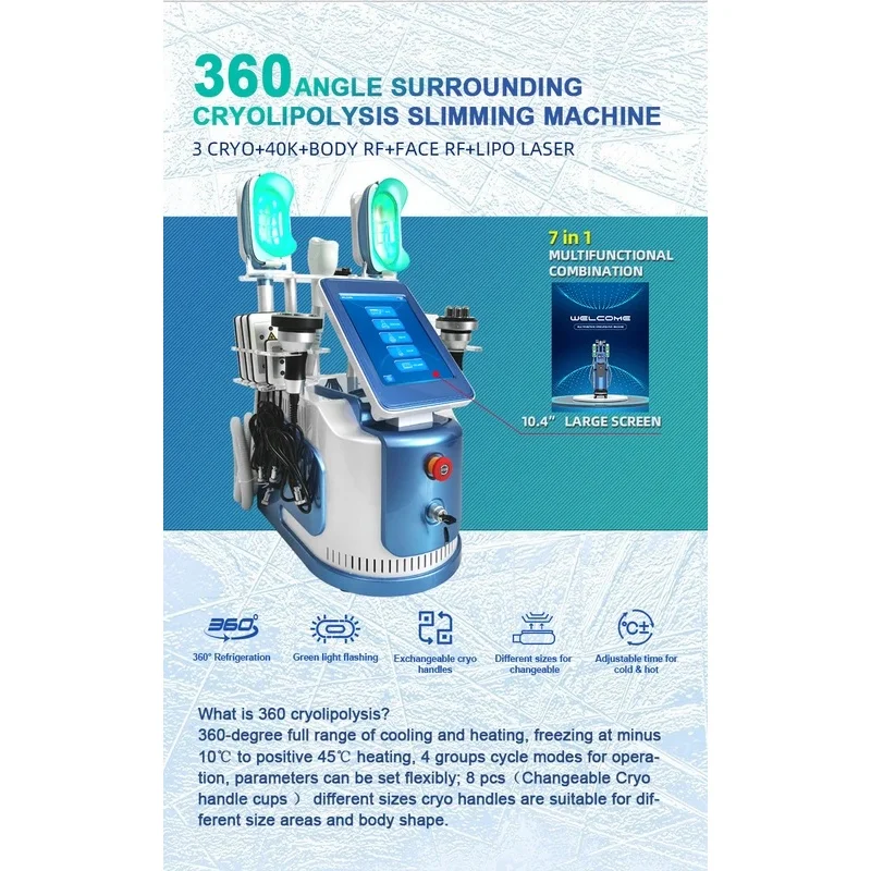 5 Therapy Heads 360 Cool Body Sculpting Handle Coolsculption Cool Tech Fat Freezing Machine Cryolipolyse