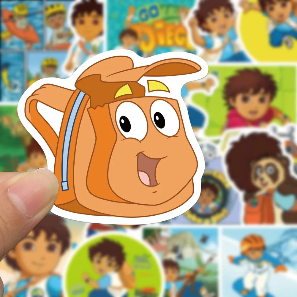 50PCS Go Diego Go Stickers Cartoon Character Decals For Laptop Water Cup Suitcase Refrigerator Notebooks Toy Graffiti Stickers