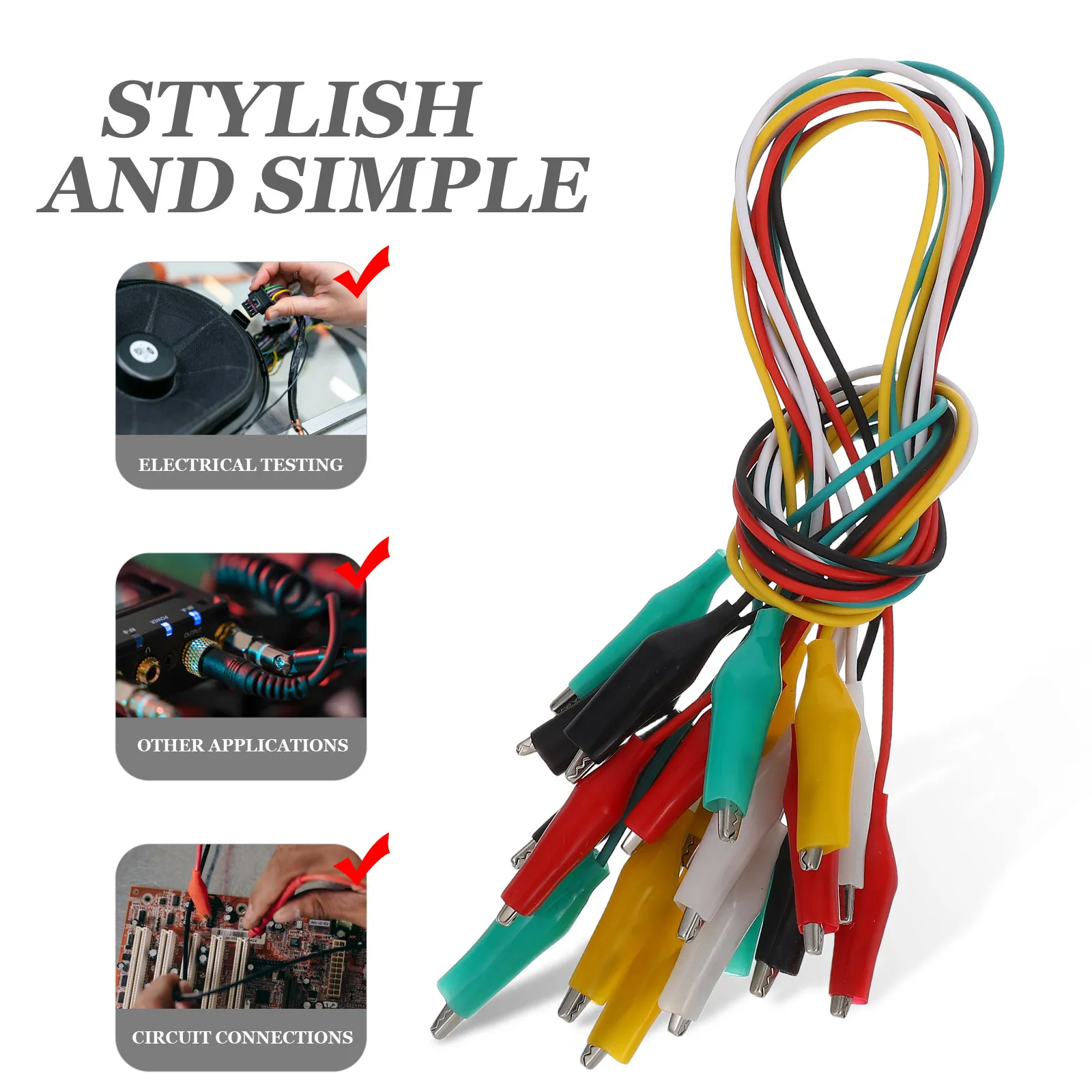 10 Pcs Electric Test Clip Dual Ended Jumper Wires Clips Circuit Testing Colorful Leads Alligator for Electrical Connection