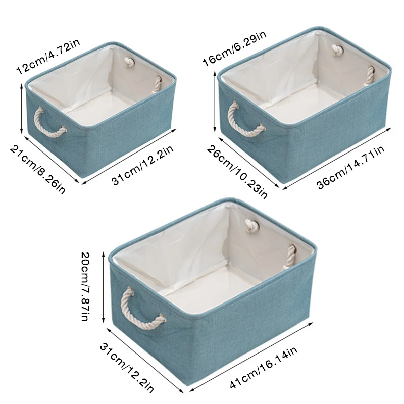 Cotton and Linen Folding Storage Basket Home Supplies Sundries Sorting Basket Wardrobe Office Bedroom Closet Toys Laundry Basket