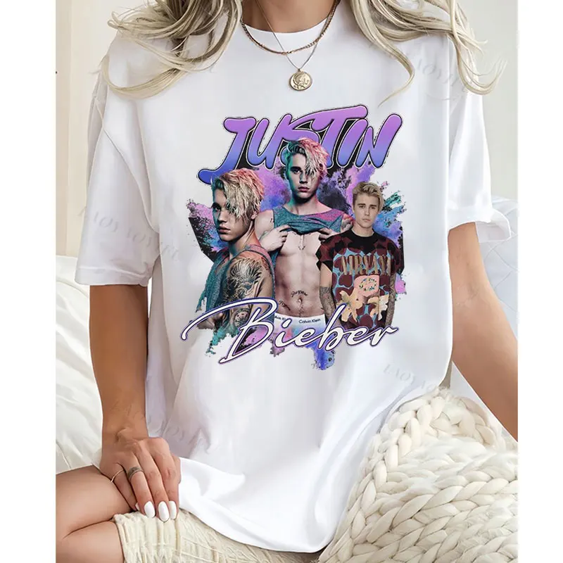 New Style Popular Shirts Justin Bieber Music T-Shirt Women Short Sleeve Casual Loose Handsome Singer J.B Newin Top