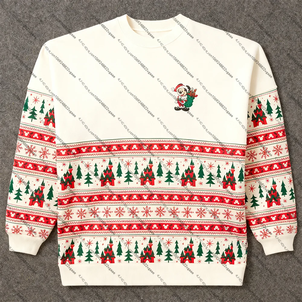 الراحة الخريف الشتاء الفتيات الاطفال أعلى سانتا ميكي ماوس عيد الميلاد الكبار هوديي المحملة حزب هدية تي شيرت Y2k عيد الميلاد زوجين وتتسابق