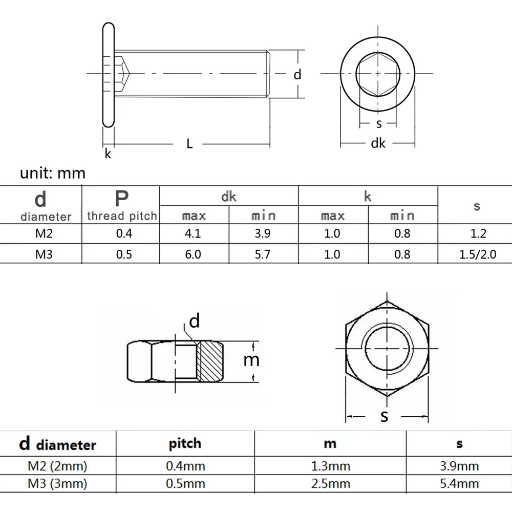 400pcs/box M2 M3 Allen Hexagon Hex Socket Ultra Thin Flat Wafer Head Screw Bolt Nut Assortment Kit Set 304 A2-70 Stainless Steel image 2