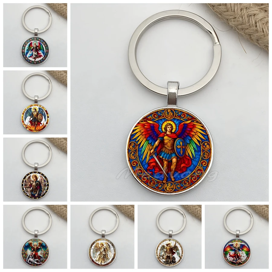 Llavero religioso del Arcángel de San Miguel, protege a mí, escudo de San, colgante de protección de Ángel, amuleto, regalo de joyería cristiana