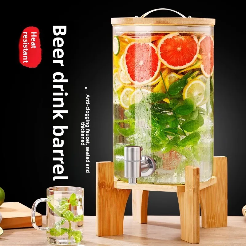 Jarra de vidrio HYS para bebidas frías, dispensador de jugo, coca cola, té de limón y frutas, resistente a altas temperaturas