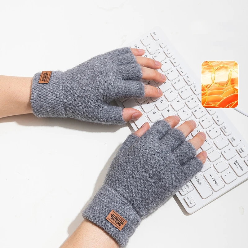 الشتاء ركوب الدراجات نصف اصبع قفازات للرجال قفازات الكتابة مكتب مرنة دافئة مطاطا يندبروف طالب الكتابة قفازات المشي