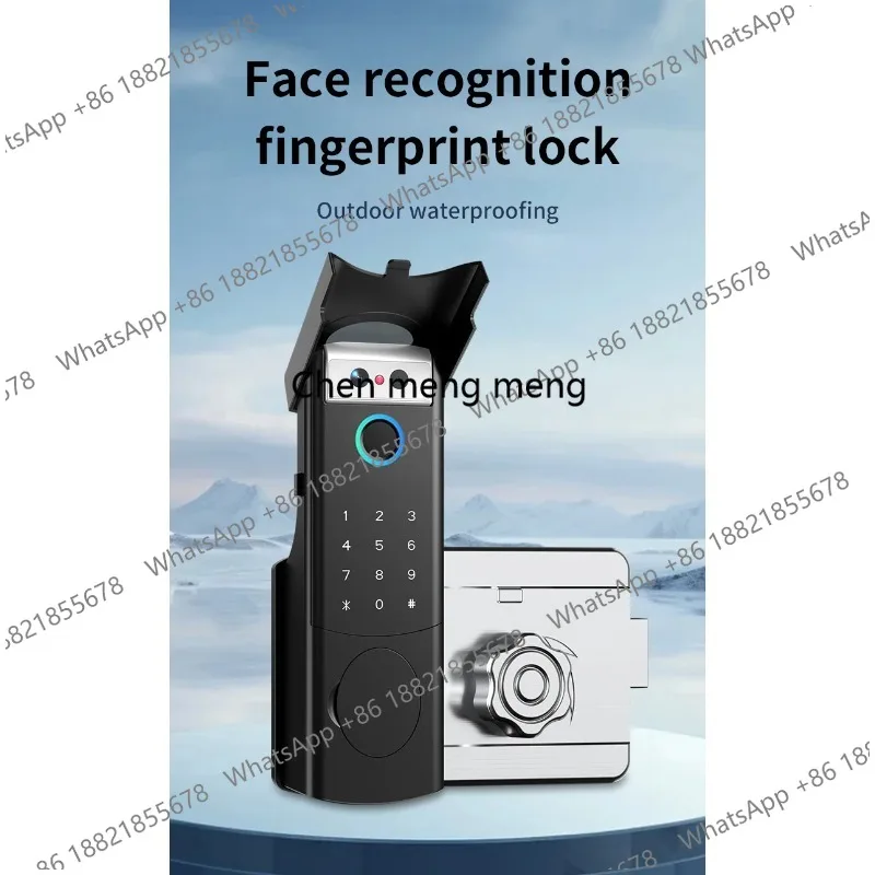 Waterproof Rim Lock Fingerprint  Remote Unlocking Code Keyless Smart Lock Electronic Door Lock With Face Recognition